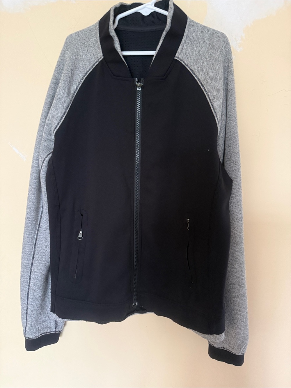 lululemon athletica Black Body with Gray Raglan Sleeves Bomber Jacket